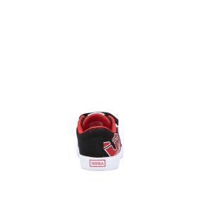 Kids Supra Low Top Shoes STACKS II VULC VELCRO Black/Risk Red/white | AU-70709